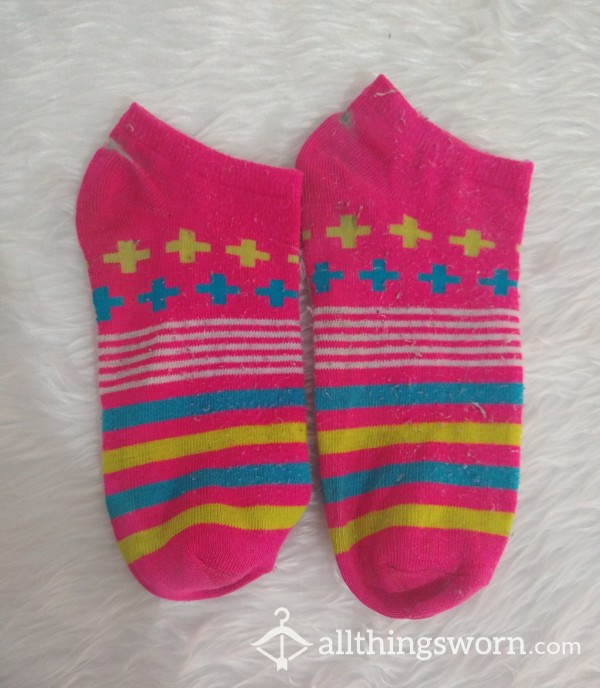 Pink With Colorful Design Socks