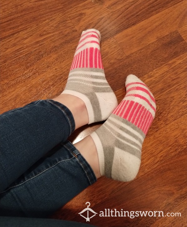 💗Pink/Grey/White Cute Running Ankle Socks
