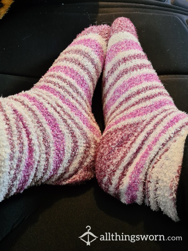 Pink/purple Striped Fluffy Socks