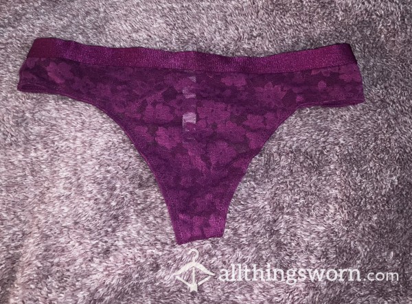 PINK/VS Burgundy Lace Thong! Size S