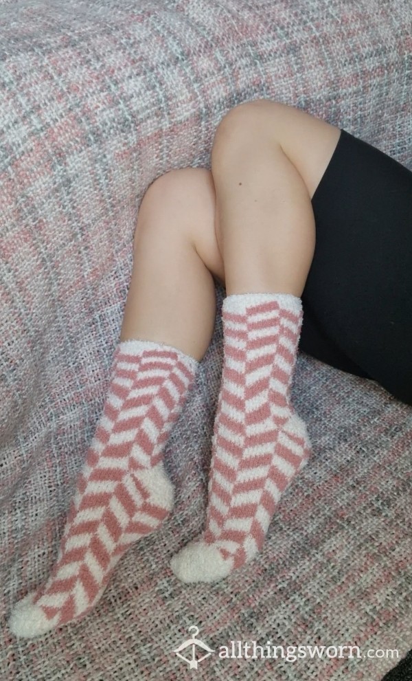 Pink/White Fluffy Socks