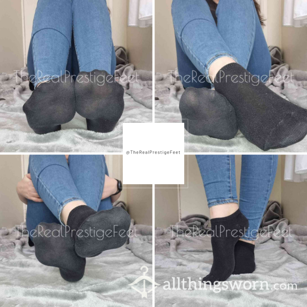 Well Worn Plain Black Trainer Socks | Standard Wear 48hrs | Includes Pics & Clip | Additional Days Available | See Listing Photos For More Info - From £16.00