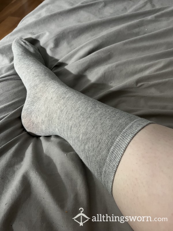 Plain Grey Crew Socks