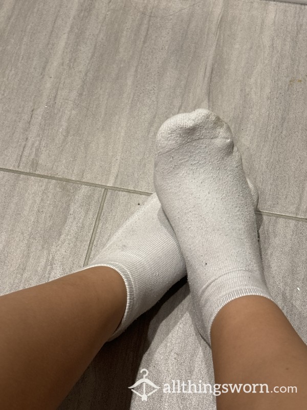 Plain White Socks Worn For 24 Hours