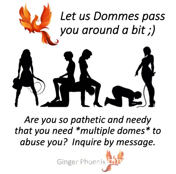 Plaything For Multiple Dommes - Let Us Pass You Around A Bit ;)