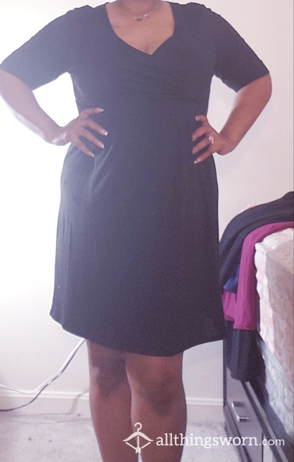 Plus Size Basic Black Flare Dress