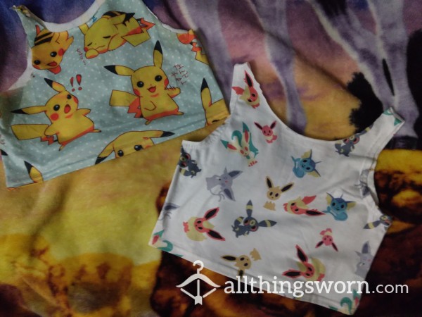 Pokèmon Themed Crop Top (Size SMALL) Pick Between Pikachu Or The Eeveeloutions💛🤎 Get 1 For 25$ Or BOTH For 45$