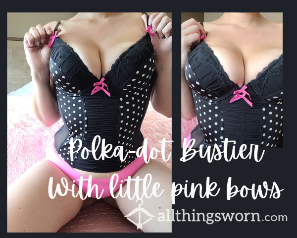 🖤 💕 Polka-dot Bustier With Little Pink Bows 💕 🖤