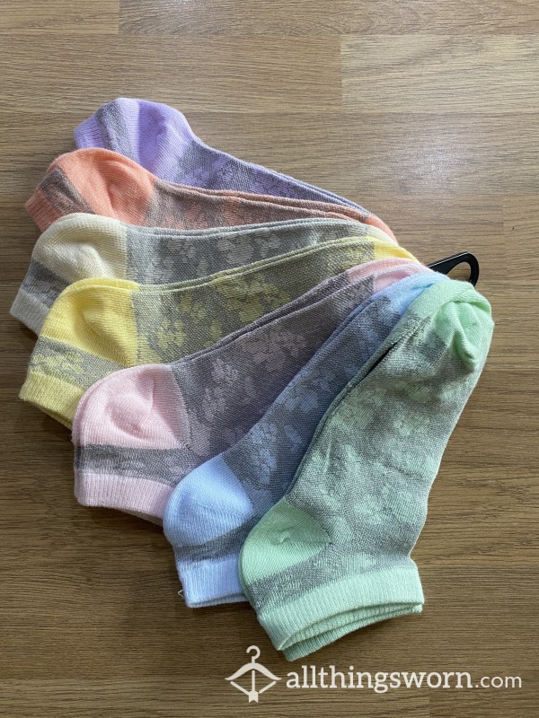 Pongy Pastel Socks 😝 4 DAYS WEAR (MULTIBUY Available) Purple/orange/cream/yellow/pink/blue/green