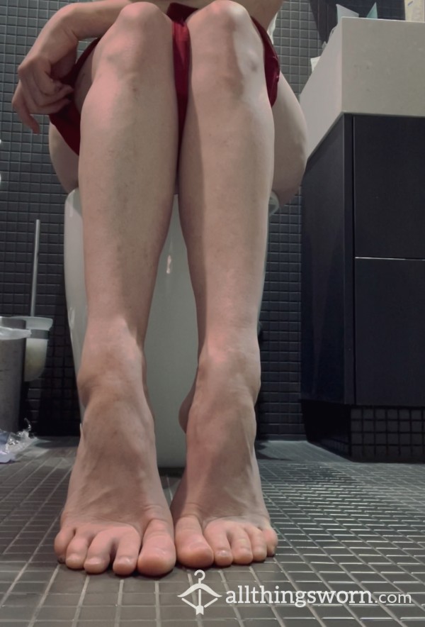 POV At My Feet While I Finish In The Toilet And Shower