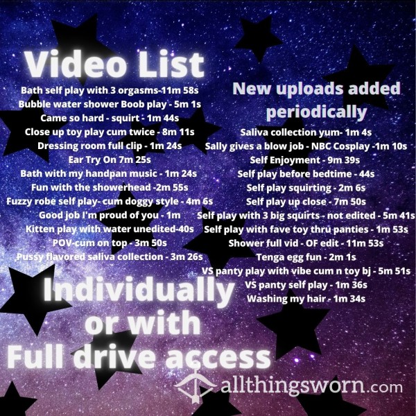 Premade Videos - Google Drive Access Or Individual Video Links. Self Play Fun As Low As $3