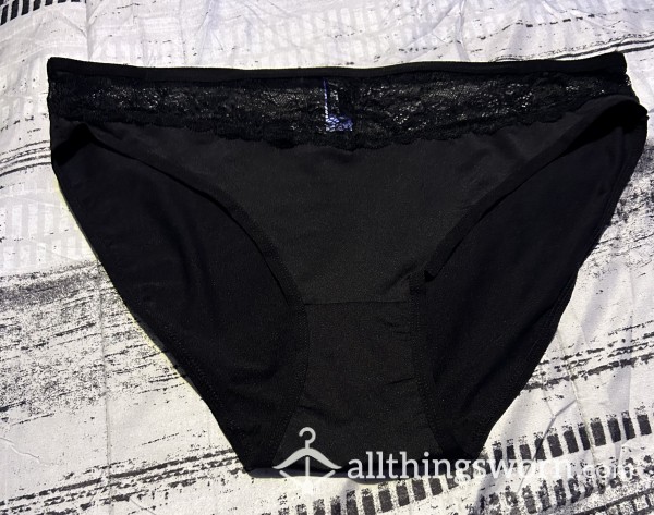Pretty Black Nylon Touch Of Lace Panties