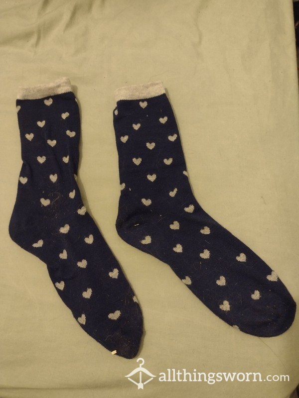 Pretty Blue Heart Socks