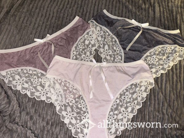 Pretty Lace Trimmed Full Back Panties - Pick Your Colour