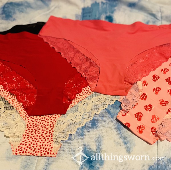Pretty & Red, Pink & White Heart Panties 💕 + 1 Add-on Of Your Choice