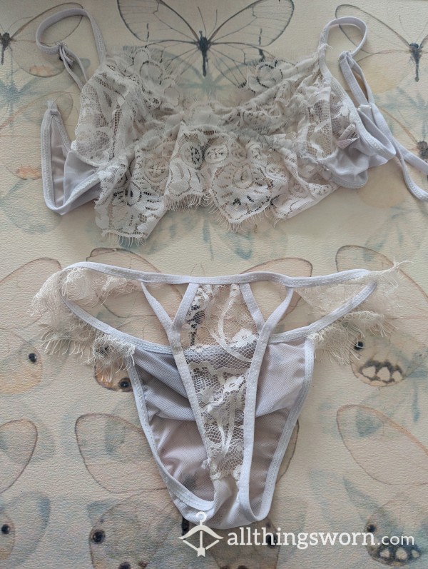 Pretty White Top And Pantie Set In White Size 8