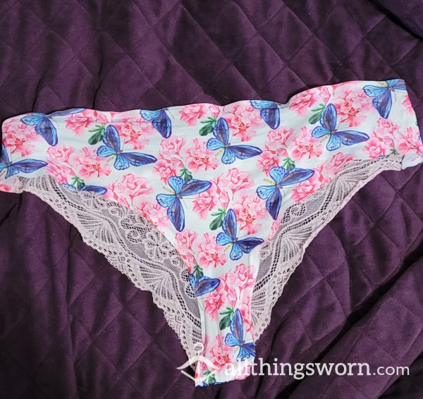 Pretty XL White, Pink Lace Back Panties FREE Shipping In US