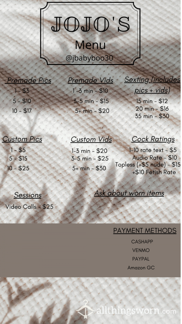 Price List For Content
