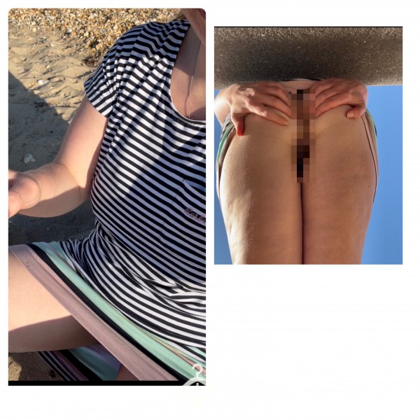 Public Beach Pussy Rub And Upskirt Ass Spread ( 2 Short Teaser Clips 1 Minute In Total)