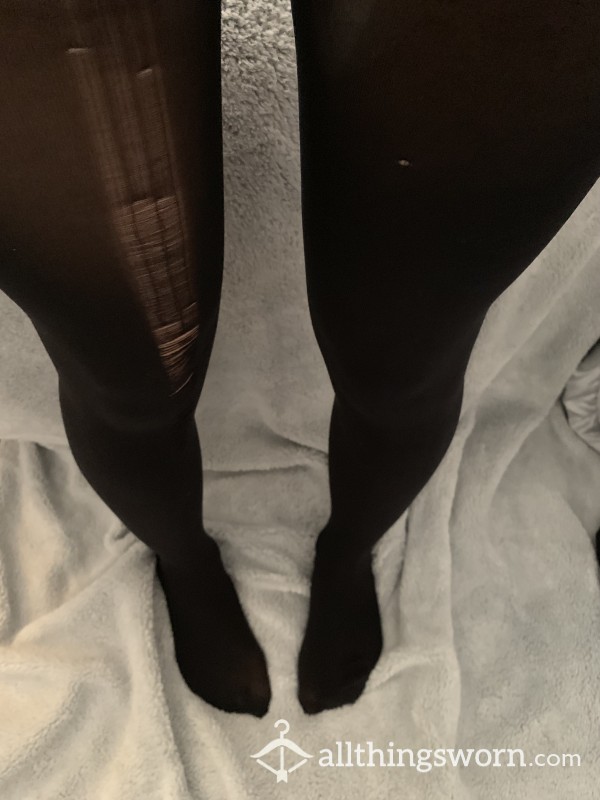 Pulled And Ripped Black Tights