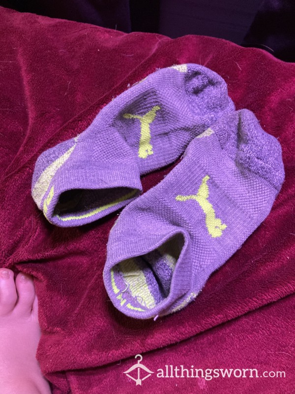 Puma Grey & Neon Green Ankle Socks