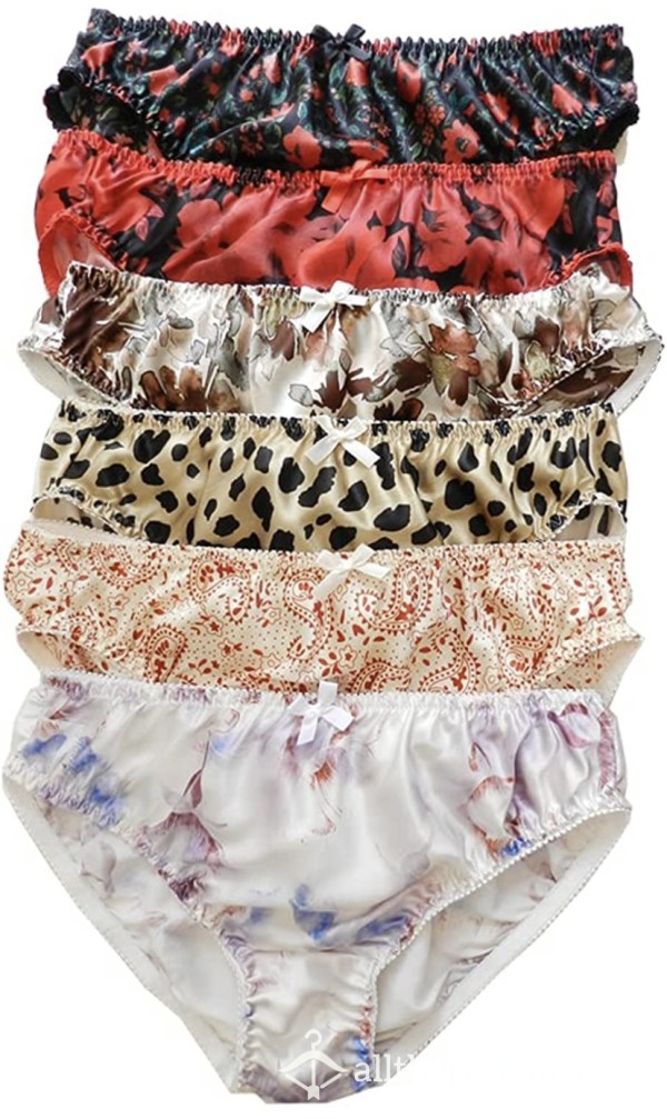 Pure Satin Full Coverage Vintage Style Briefs With Bow Detail