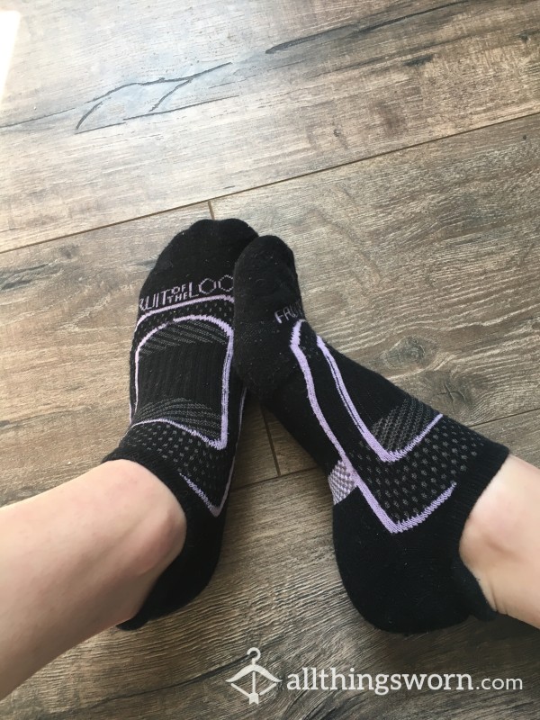 Purple And Black Ankle Socks