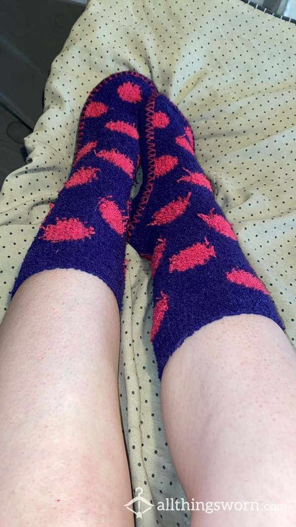Purple And Pink Mid Calf Fleece Socks