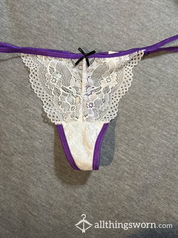 Purple And White Thong L