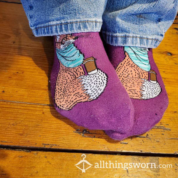 Purple Ankle Fox Socks