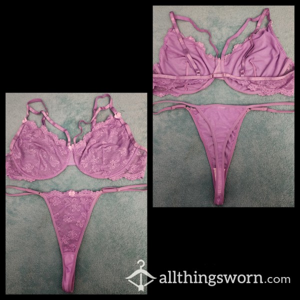 Purple Underwire Bra And Panty Set