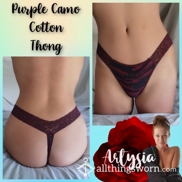 Purple Camo Cotton Thong