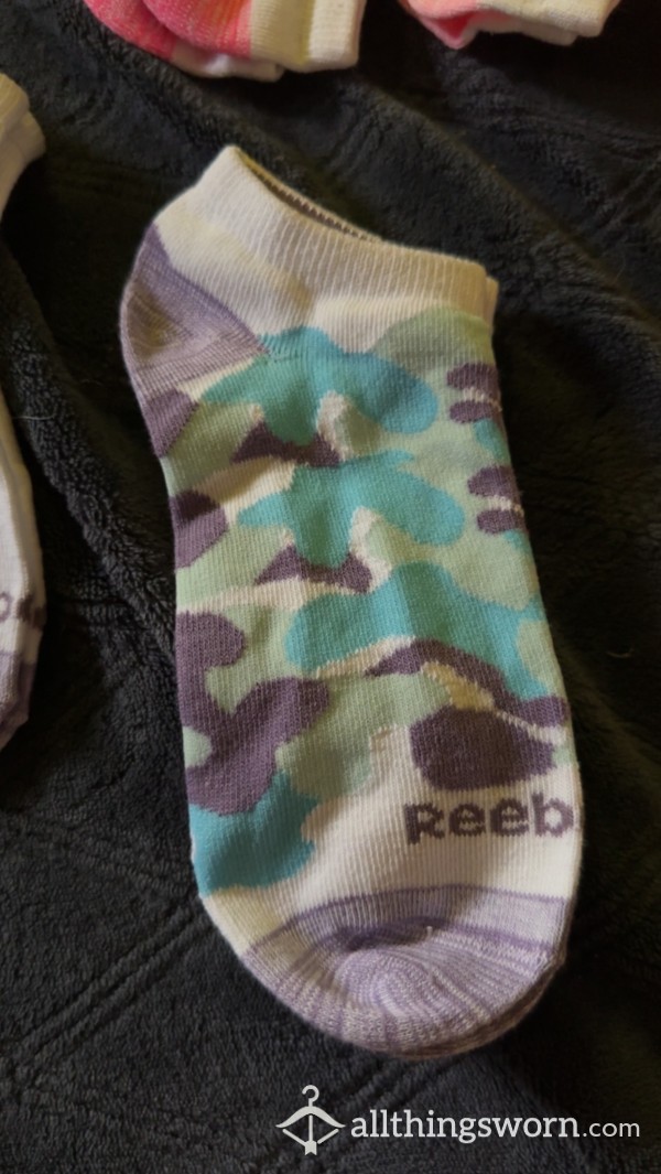 Purple Camo Reebok Ankle Socks