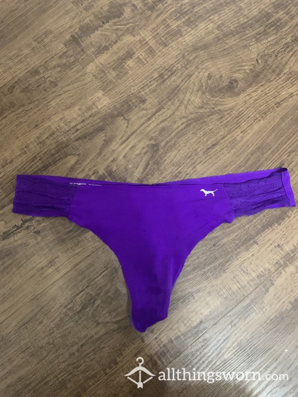 💜 Purple Cheeky Thong W/ Lace