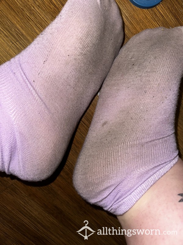 Purple Dirty Well-Worn Ankle Socks 🧦