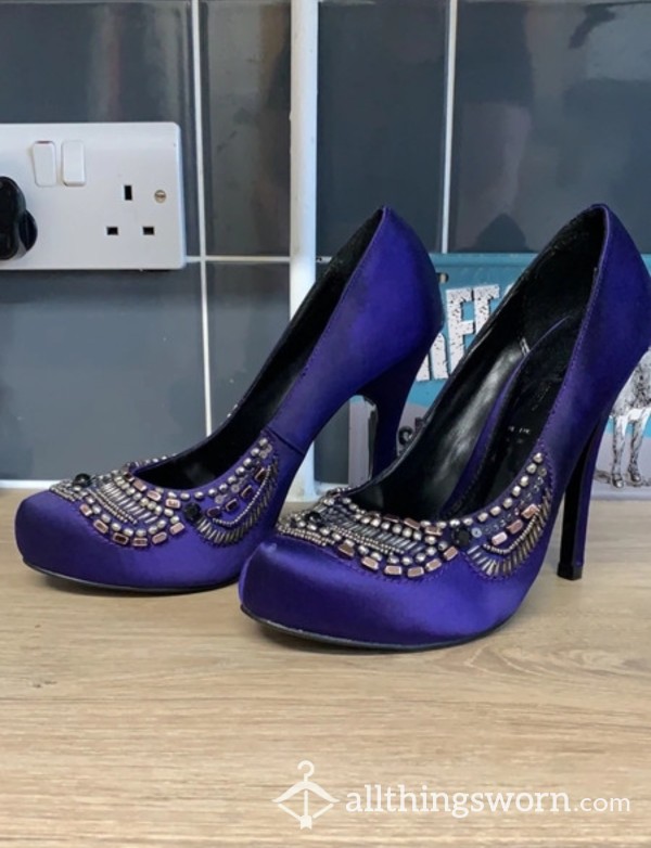 Purple Embellished High Heels