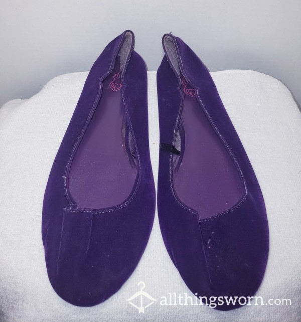 Purple Faux Velvet Flats Size 10US Womens