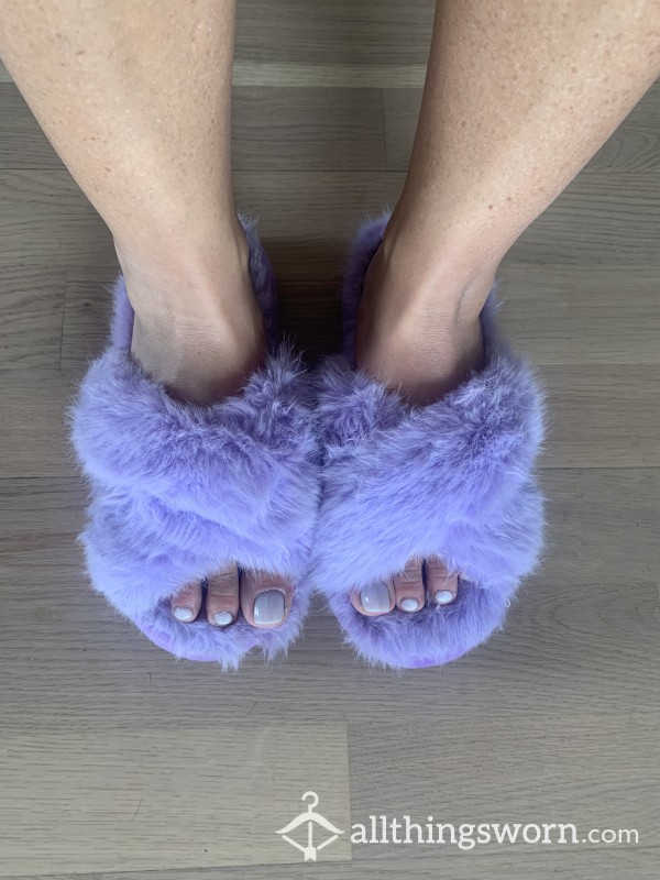 Purple Fluffy Slippers - Well Worn