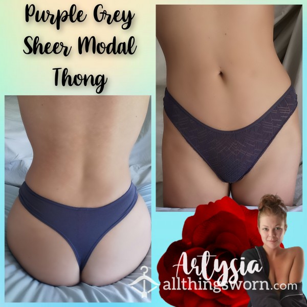 Purple Grey Sheer Modal Thong