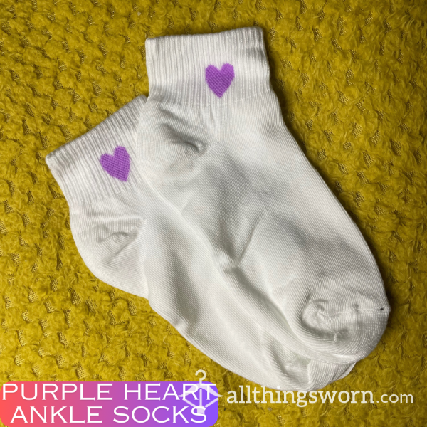 Purple Heart White Ankle Socks 💜 2 Day Wear And 1 Workout