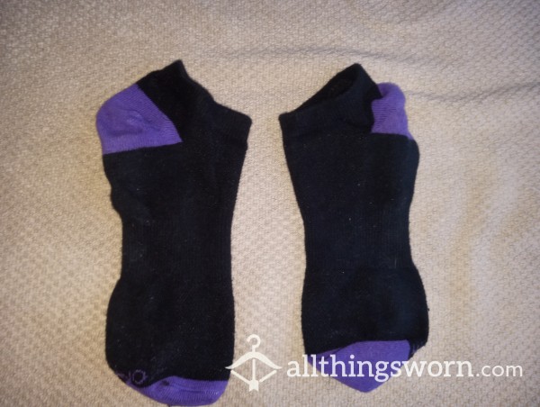 Purple Heel & Toe/ Black Body Low Rider Ankle Socks:
