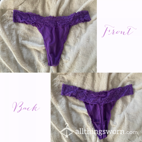 Purple Lace & Cotton Thong