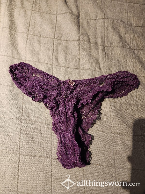 Purple Lace High Waisted Thong