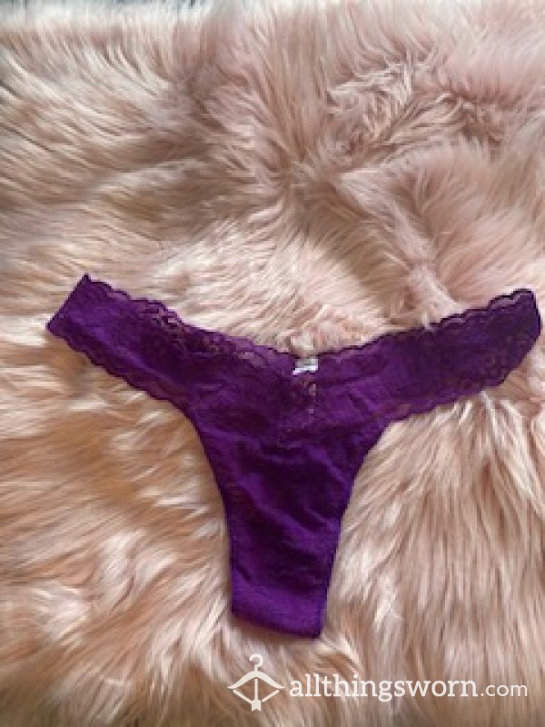 Purple Lace Thong Wore By Ebony Bitch