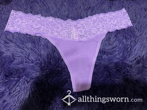 Purple Lace Trim Thong
