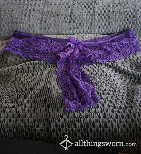 Used Purple Lacy Thong