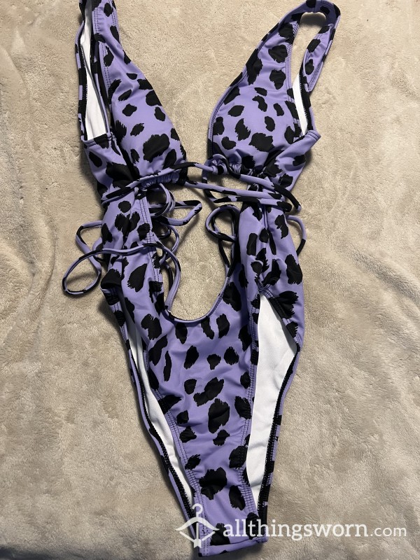 Purple Leopard One Piece Swimsuit