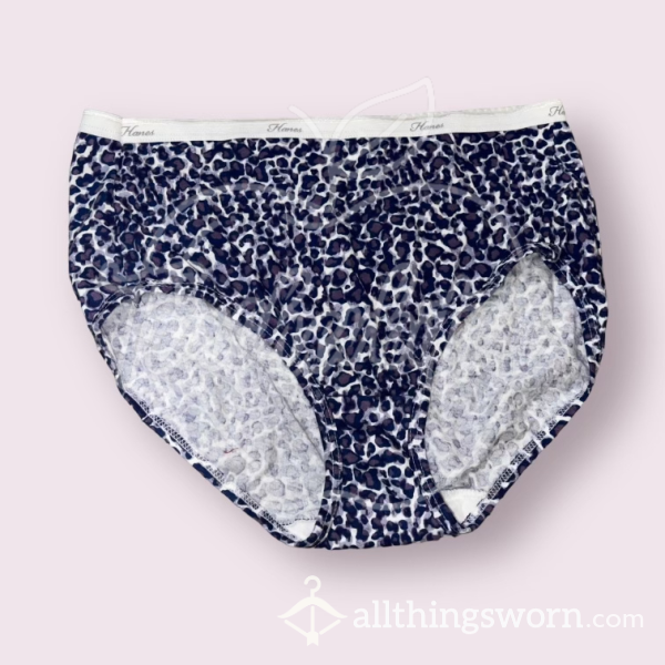 Purple Leopard Print Hanes Women’s Brief Panties (M) | 3 Pairs Available