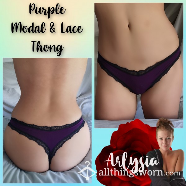 Purple Modal & Lace Thong