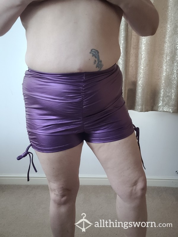 Purple Pvc Shorts